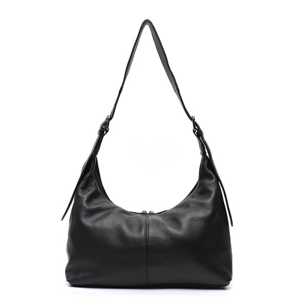 SC Luxury Women Cowhide Crossbody Bag Large Casual Shoulder Purse Wide Strap Handbag Female Daily 100% Genuine Leather Hobo Sack
