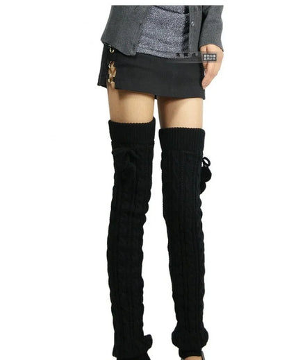 65cm Women's Long Leg Warmers Thickened Over Knee Warm Boot Cover Lolita Knitted Crochet Socks Boot Cuffs Pile Socks Party Dance
