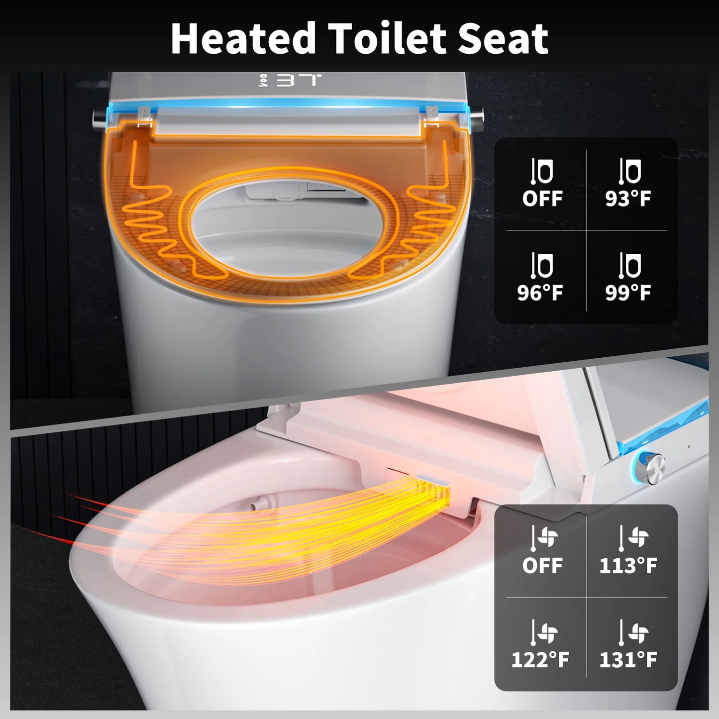 US Local Stock Onirap Smart Toilet Automatic Flushing Toilet Floor Mounted Remote Control S-Trap Electric Bidet Smart Toilets