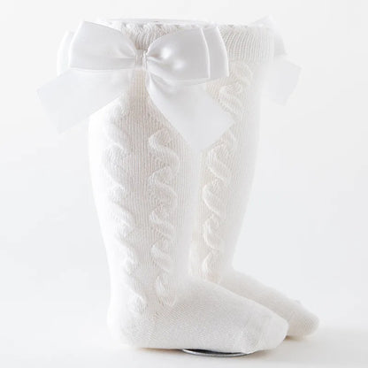 Winter Baby Girls Knee High Socks Kids Cotton Sock With Big Bow Soft Toddlers Princess Children Long Socken For 0-5 Years