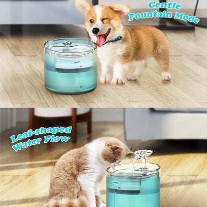 NPET 1.6L Automatic Cat Water Fountain with Leaf Shape Kit Bottom Suction Quiet Pump for Cats & Small Dogs Pet  Water Dispenser