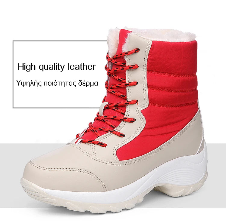 Snow Boots Woman Solid Shoes Woman Lace-Up Ladies Shoes Soft Ankle Boots Warm Lightweight Winter Ladies Boots Botas Mujer