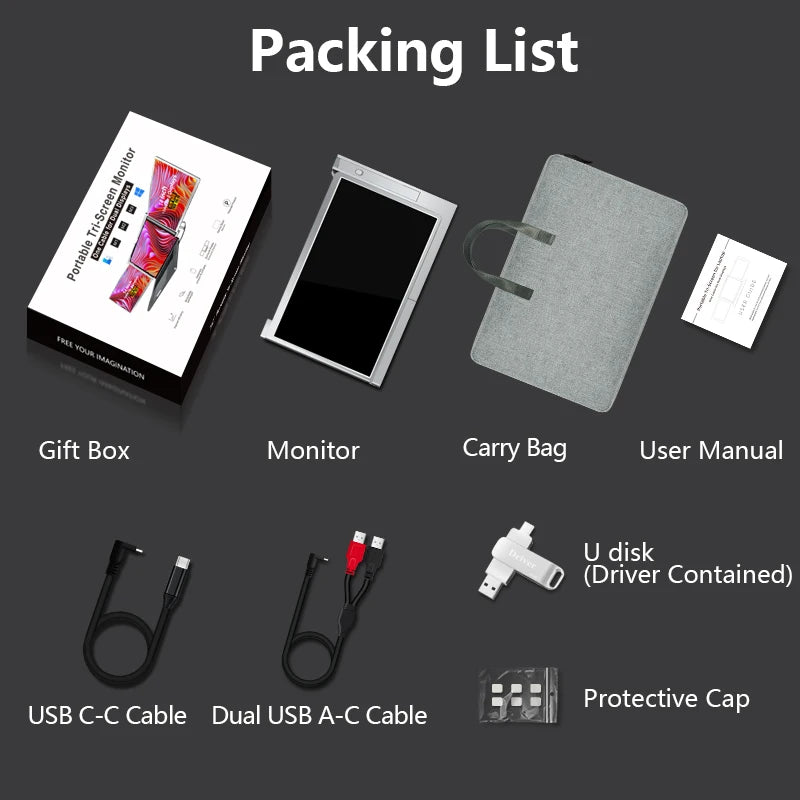 Upgraded 14 Inch Dual Screen Laptop USB C Monitor with One Cable Connection and Easy to Use