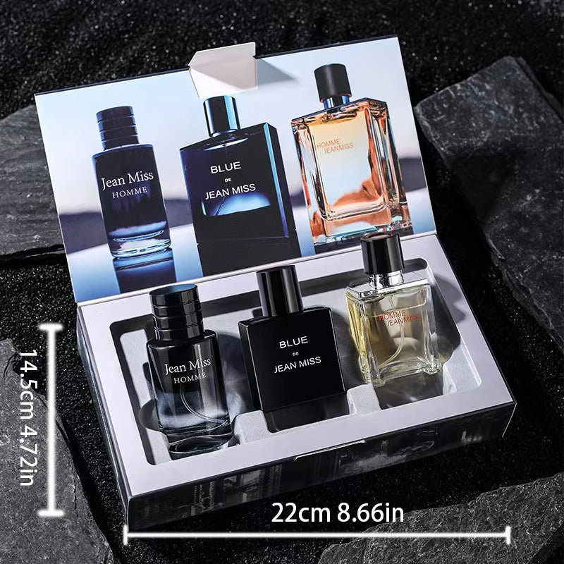 3-Piece Long-Lasting Men's Cologne Trio:Ocean,Cedarwood & Amber Travel-Size 30ml Valve Gift Set