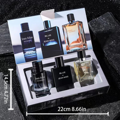 3-Piece Long-Lasting Men's Cologne Trio:Ocean,Cedarwood & Amber Travel-Size 30ml Valve Gift Set