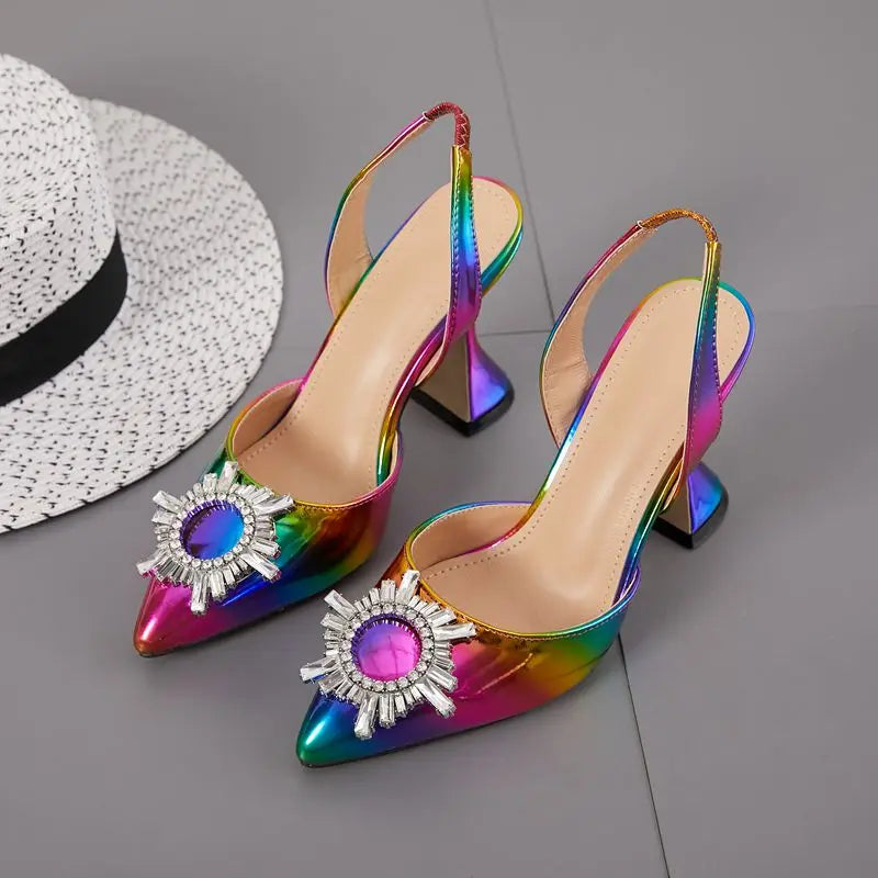 Escarpins Femme Chaussure 2022 New Fashion Slingback Designer Unique Luxury Diamond Heels for Ladies Shoes