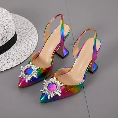 Escarpins Femme Chaussure 2022 New Fashion Slingback Designer Unique Luxury Diamond Heels for Ladies Shoes