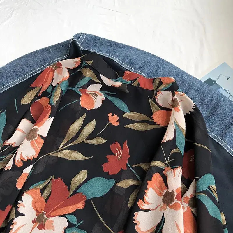 summer Chiffon Cover-ups ladies floral shirts blouses bohemia scarfs Beach Wear Kimono Dress For Women Swimsuit