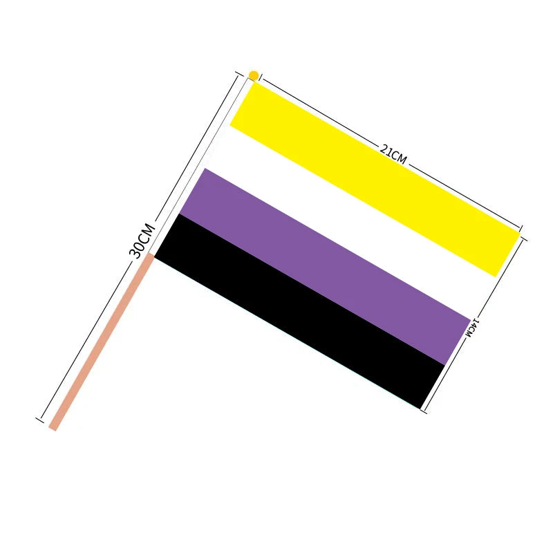 Aerxrbrae Custom Hand Flag 100Pcs 14*21Cm Plastic Stick Rainbow Gay Lesbian Homosexual Bisexual Pride Banner