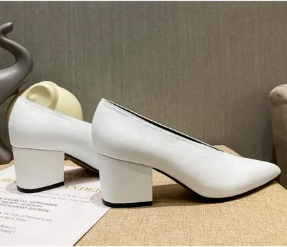 Sandals Luxury Brand Sexy Dress Shoes Elegant Chunky High Heeeled Pumps Sexy Pointed Toe Evening Shoes Women Shoes V Cut Shoes