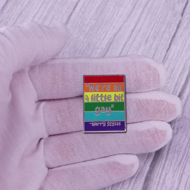 LGBTQ LGBT Gay Pride Rainbow Flag badge HS We're a little bit gay Moon Sounds Gay I'm In Love Wins Proudly Go Purride Cat Pin