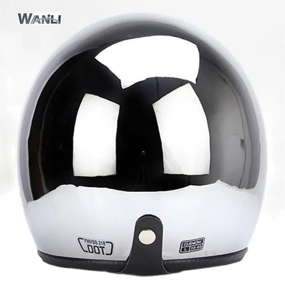 Mirror Silver Chrome Motorcycle Helmet Open Face Moto  Electric Bicycle Helmet Men Women Summer Scooter Motorbike CE
