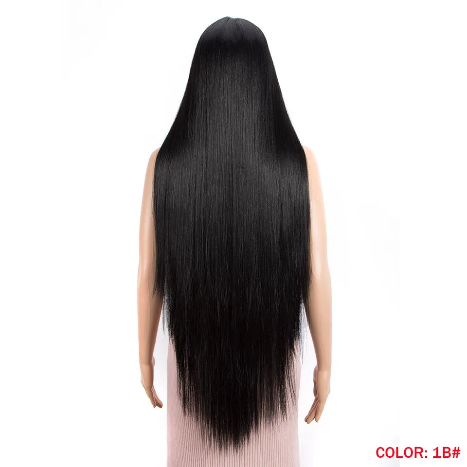 38 inch Straight Long Hair Synthetic Lace Front Wigs For Women High Temperature Hair Ombre 613 Red Cosplay Wigs Synthetic Hair