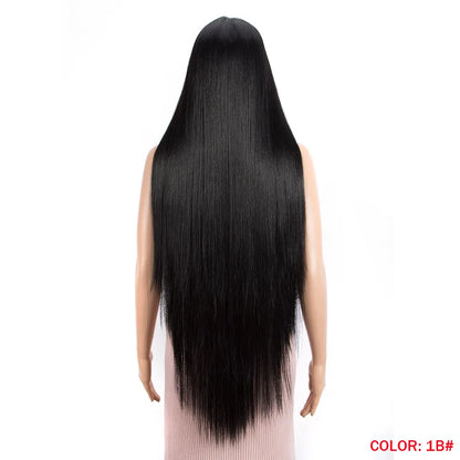 38 inch Straight Long Hair Synthetic Lace Front Wigs For Women High Temperature Hair Ombre 613 Red Cosplay Wigs Synthetic Hair