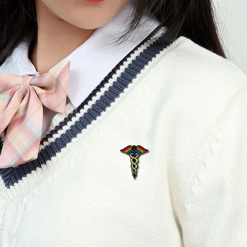 LGBT Pride Rainbow Wings Star of Life Brooch Badge First Responder Essential Pin