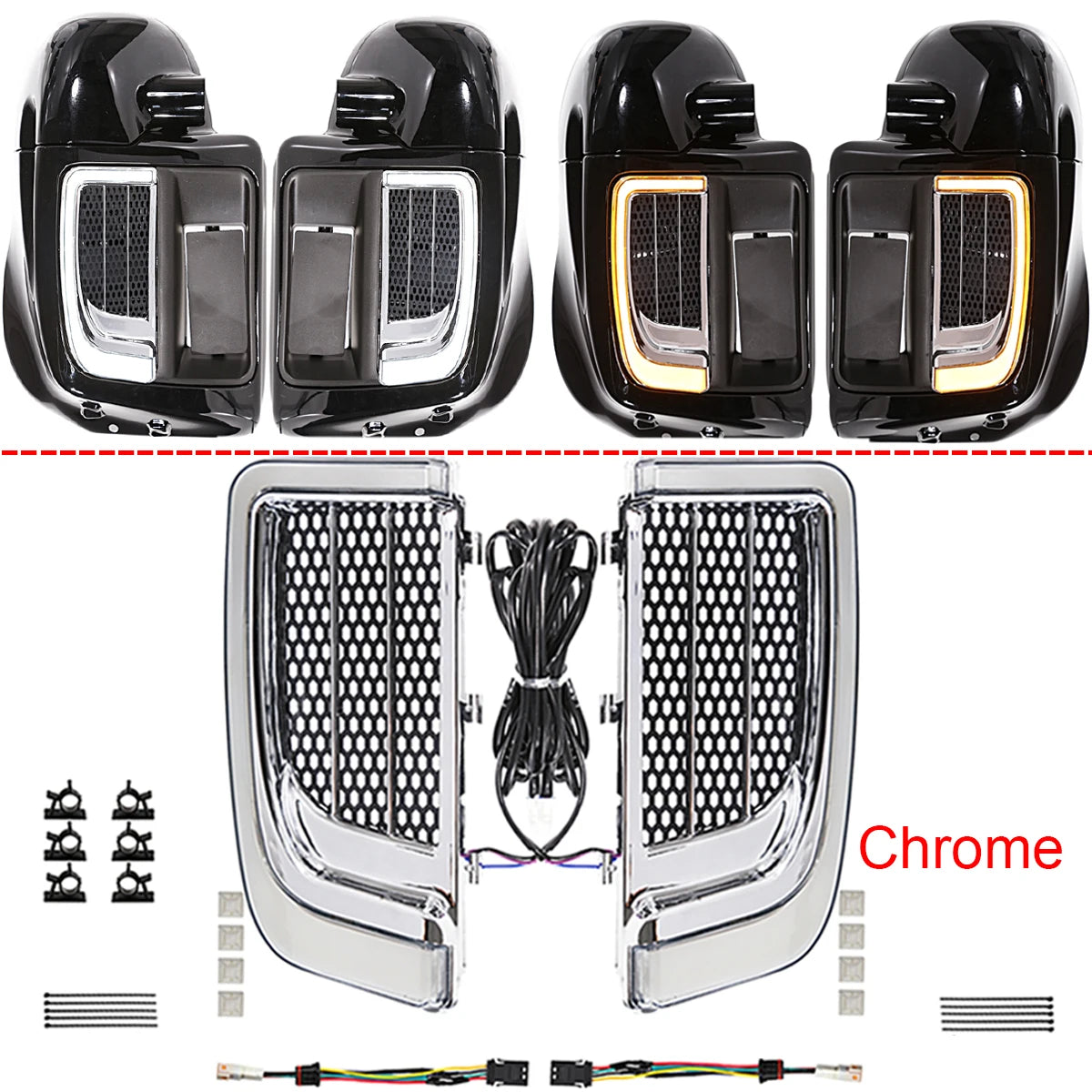Motorcycle LED Fairing Lower Grills Light For Harley Touring Street Electra Glide Tri Glide FLHTKSE CVO Limited FLHTCU