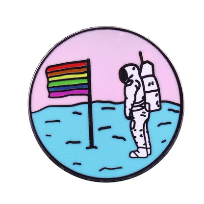 LGBTQ LGBT Gay Pride Rainbow Flag badge HS We're a little bit gay Moon Sounds Gay I'm In Love Wins Proudly Go Purride Cat Pin