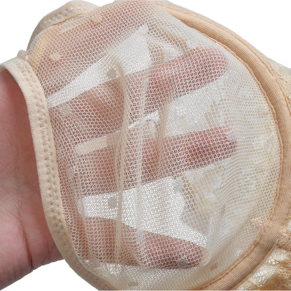 YBCG New Ultra Thin Women Bra Sexy See Through Lace Bras Mesh Perspective Wire Transparent A B C D DD E DDD F 70 75 80 85 90 95