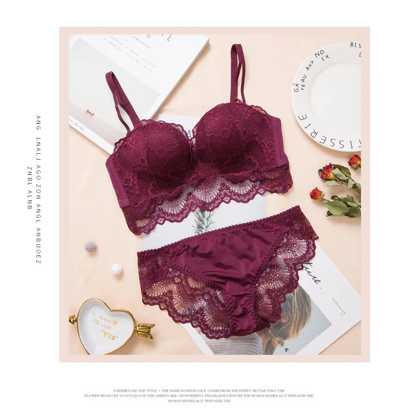 Ladies Underwear Suit Seamless underwear without steel bracket bra push up Massage palm cup Bra Set push up bra+set