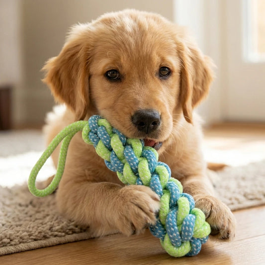 Knitted Hard Rope Dog Toy - Interactive Pet Chewing Cotton Rope for Walking and Outdoor Training Style