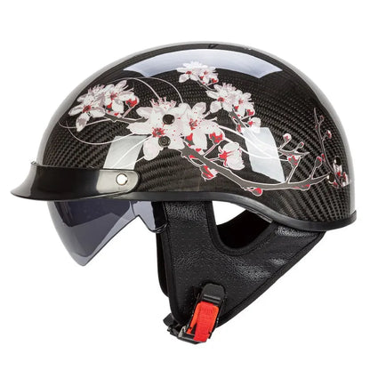 Genuine Carbon Fiber Motorcycle Helmet Headbone Cruiser Lightweight Vintage Retro Moto Motocross Harley Motorbike Half Helmets