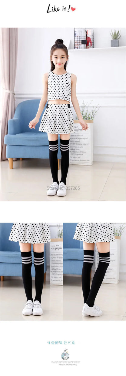 Spring/autumn over the knee socks kids baby girl Boy Football Stripes velvet school dance long toddler stocking calcetines rayas