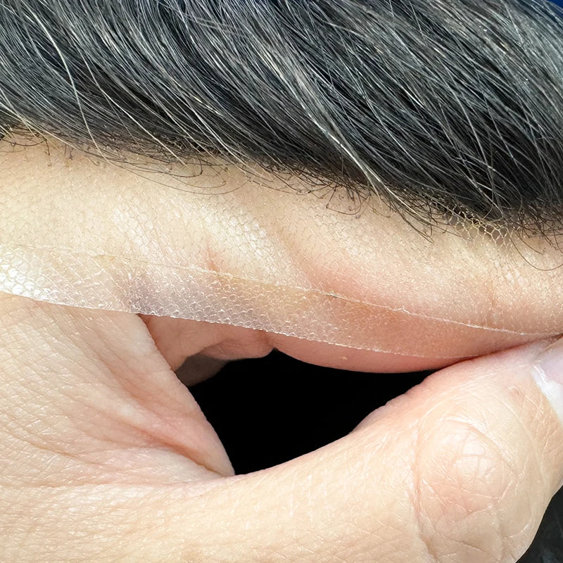 EMEDA V-looped Mens Hair Pieces 0.02mm 0.04mm Ultra Super Thin Skin Hair Replacement
