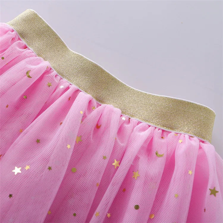 Children's Skirts For Girls Summer Cotton Lace Baby Mini Tutu Skirts Stars Glitter Dance Sequin Birthday Party Skirt for Kids