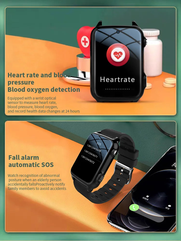 Two-Way Voice Chat Kids Fitness Tracker Watch with Smart GPS IPS Display Android Operating System Waterproof (IPX7) Square Shape