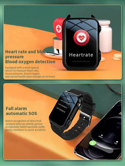 Two-Way Voice Chat Kids Fitness Tracker Watch with Smart GPS IPS Display Android Operating System Waterproof (IPX7) Square Shape