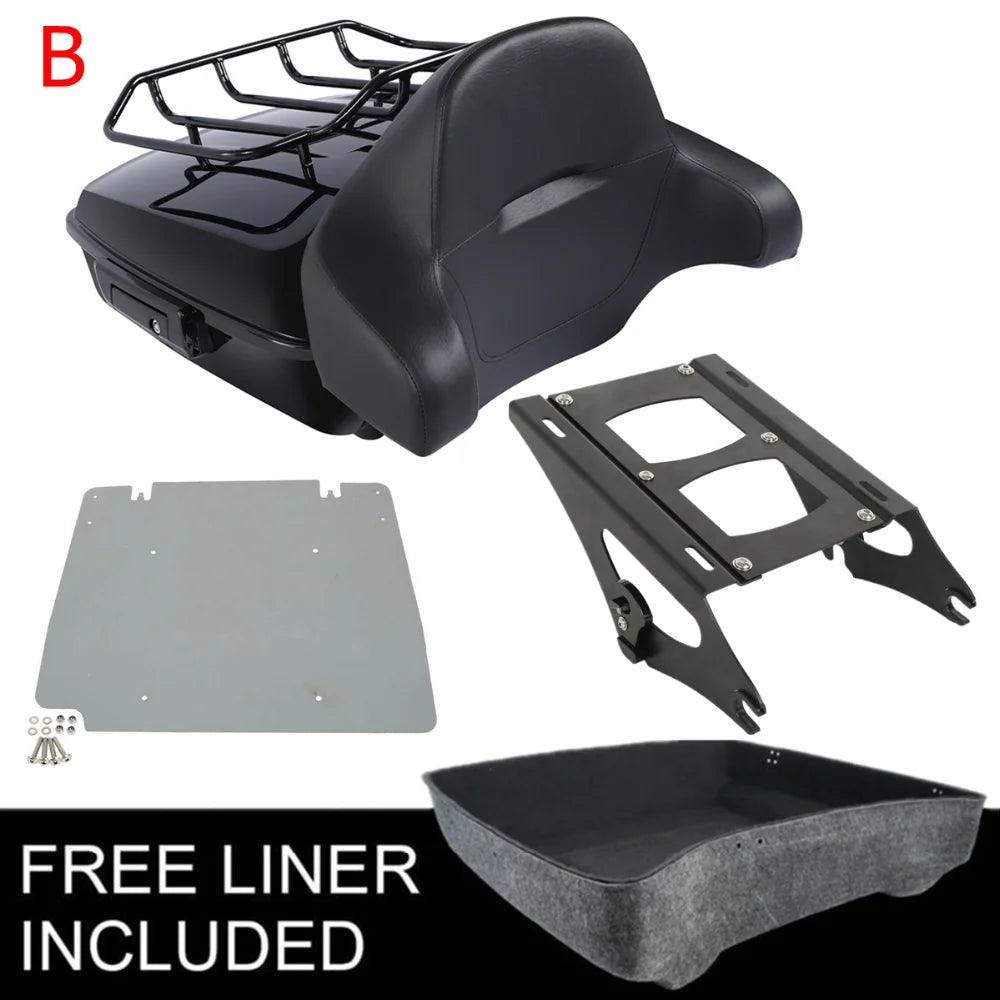 Motorcycle Chopped Trunk Backrest Rack For Harley Touring Road King Road Glide Street Glide 2014-2025