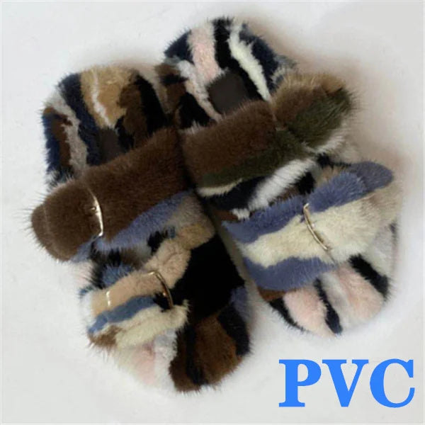 Luxury Designer Slipper Women 2025 Winter European Fashion Women's Shoes Ladies Slippers 100% Mink Slippers Shoes for Woman