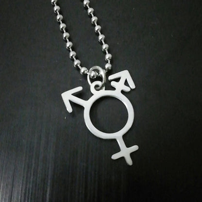 Stainless Steel Transgender Symbol Necklace Transgender Pride Jewelry Male And Female Symbol Necklace Transgender gift