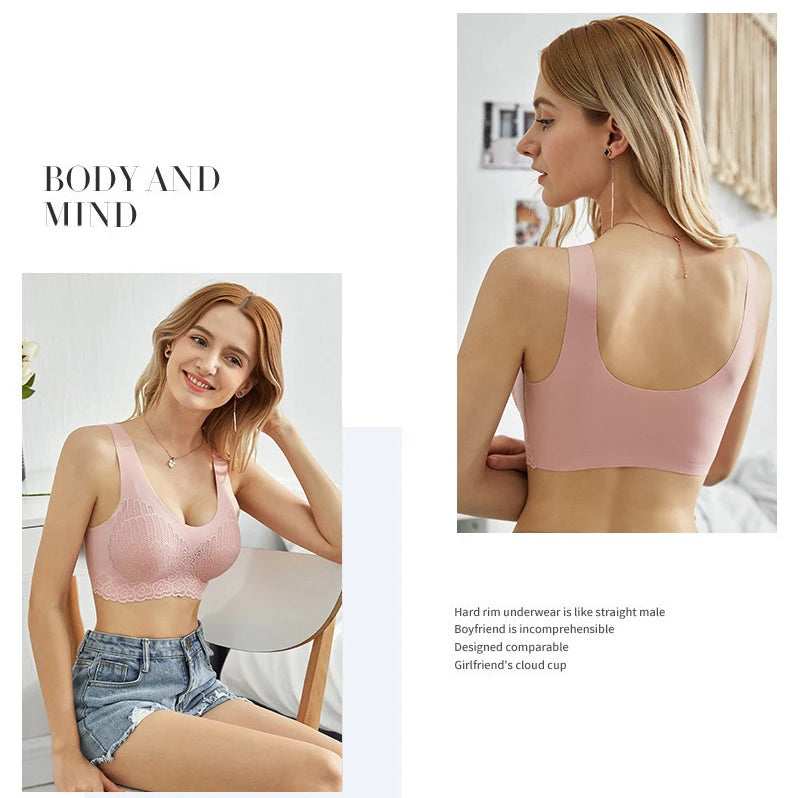 Comfortable Latex 4.0 Bra Women's Underwear Set Wireless With breast Pads Gather Bralette with panties Lingerie 2-pieces Suit
