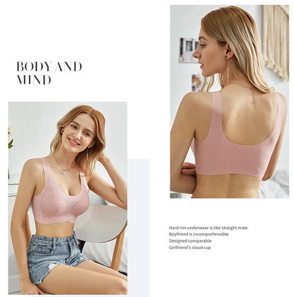 Comfortable Latex 4.0 Bra Women's Underwear Set Wireless With breast Pads Gather Bralette with panties Lingerie 2-pieces Suit