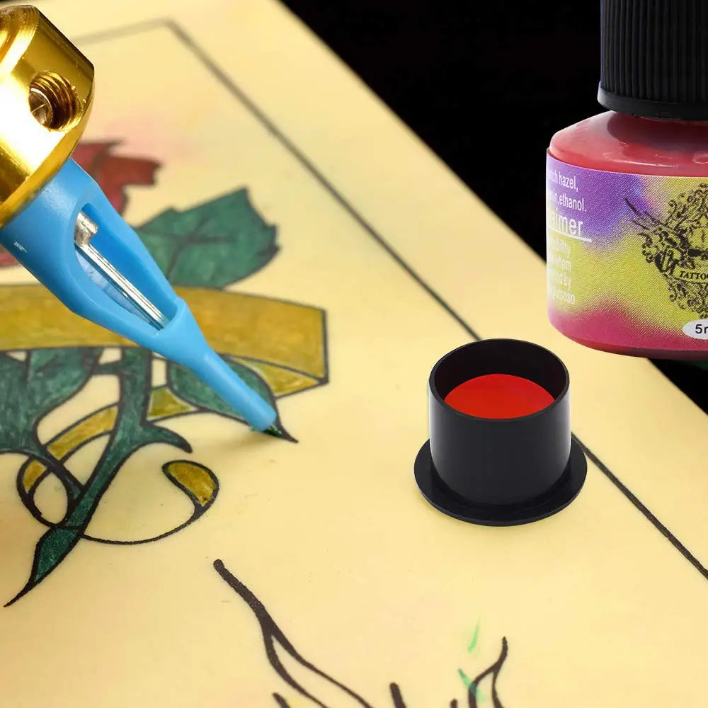 100/1000pcs Tattoo Ink Cups Caps Ink Holder 11mm 14mm 17mm Permanent Makeup Black Pigment Ink Caps Tattoo Accessories