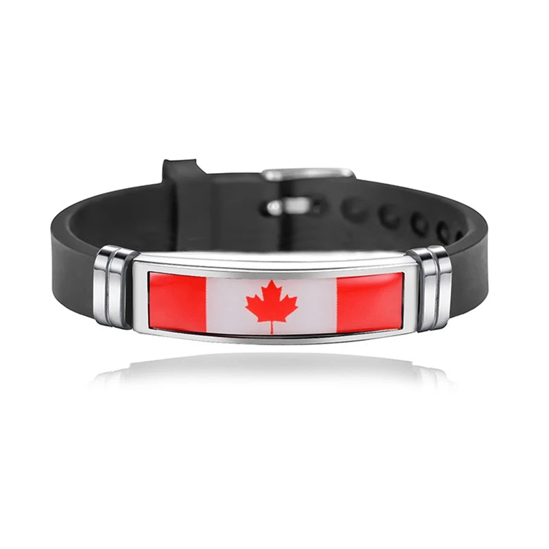 Fashion National Flag Bracelet USA France Canada Flags Bangle Adjustable Silicone Sports Bracelets Wristband For Men Jewelry
