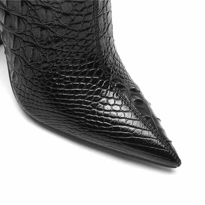 Custom Elegant Women's Knee High Heels Boots Hot Selling Pointed Toe Ladies Shoes with Chunky Heel for Winter