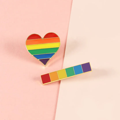 LGBT Flag Rainbow Heart Brooch Peace and Love Enamel Pins Clothes Bag Lapel Pin Gay Lesbian Pride Icon Badge Unisex Jewelry Gift