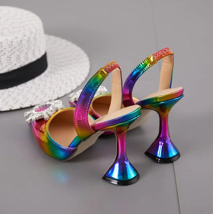 Escarpins Femme Chaussure 2022 New Fashion Slingback Designer Unique Luxury Diamond Heels for Ladies Shoes