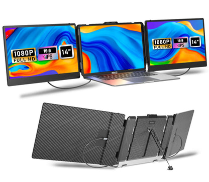 S2 Trendy Electronic Gadgets 2024 Triple Laptop Screen Extender Dual 14inch 1080P HD Portable Monitors for Gaming Coding Finance