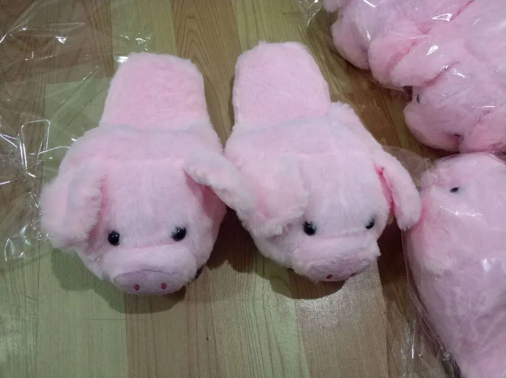 Winter Women Warm Indoor Slippers Ladies Fashion Cute Pink Pig Shoes Women's Soft Short Furry Plush Home Floor Slipper SH467