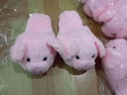 Winter Women Warm Indoor Slippers Ladies Fashion Cute Pink Pig Shoes Women's Soft Short Furry Plush Home Floor Slipper SH467