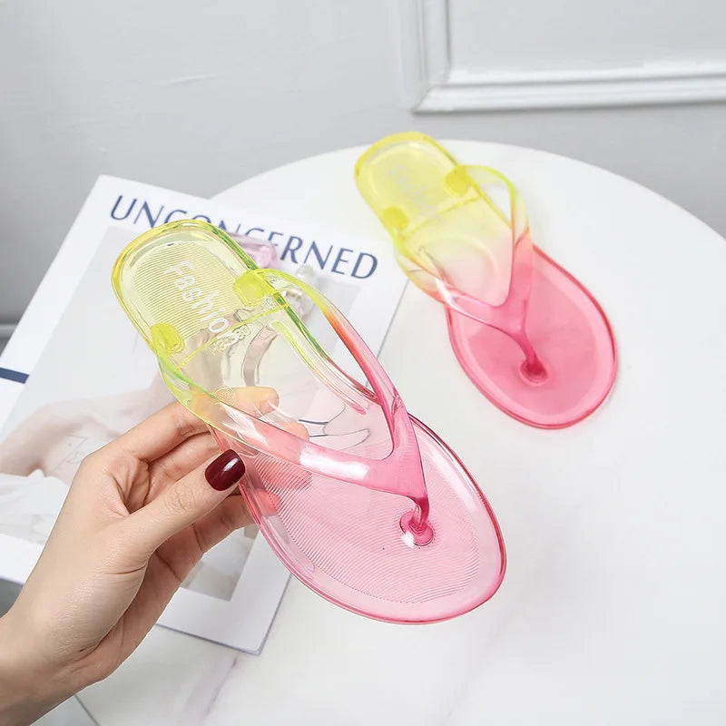 Women Summer Fashion Ladies Shoes Slipper Sexy Jelly Sandals Slip on Summer Flat Women's Girls Flip Flops Slippers