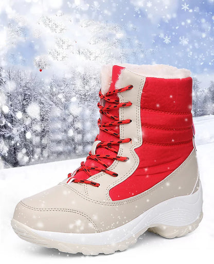 Snow Boots Woman Solid Shoes Woman Lace-Up Ladies Shoes Soft Ankle Boots Warm Lightweight Winter Ladies Boots Botas Mujer