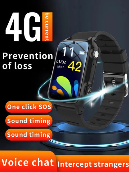 Two-Way Voice Chat Kids Fitness Tracker Watch with Smart GPS IPS Display Android Operating System Waterproof (IPX7) Square Shape