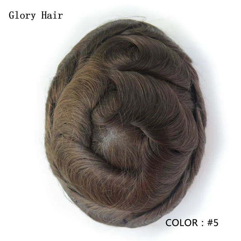 Gloryhair-Natural and Realistic Hair Prosthesis Male Toupee Wig 130% Density Hair Pieces Indian Human Men's Capillary Prosthesis