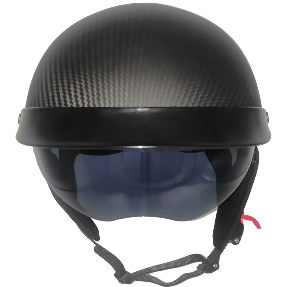 Genuine Carbon Fiber Motorcycle Helmet Headbone Cruiser Lightweight Vintage Retro Moto Motocross Harley Motorbike Half Helmets