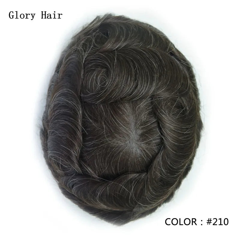 Gloryhair-Natural and Realistic Hair Prosthesis Male Toupee Wig 130% Density Hair Pieces Indian Human Men's Capillary Prosthesis