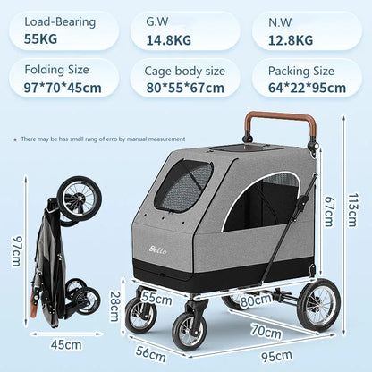 (Ready to Ship) Manufacture Large Pet Stroller for Big Dog Safety Outdoor Walking Travel Foldable Trolley